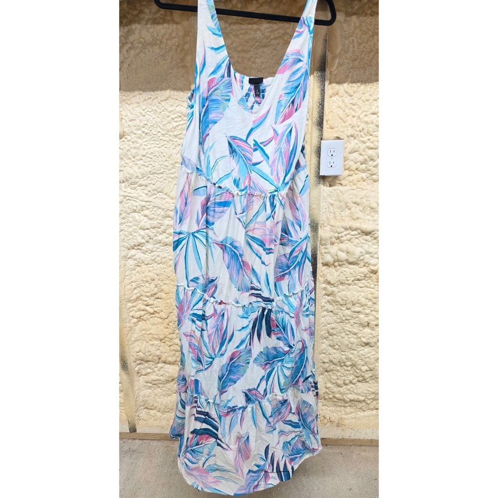 Torrid 4X Tropical Leaves Tiered Swim Cover Up Beach Midi Sun Dress